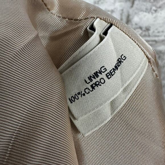 PAUW Linen Blend Tan Short Hidden Button Lightweight Blazer Pocket‎ No Collar 0 - Picture 9 of 13